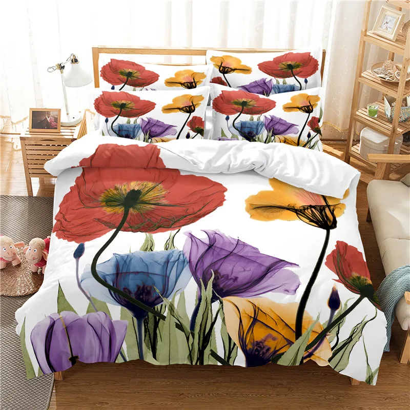 Flowers Bedding Set Duvet Cove - 3D Printing Ideas ulasan dan harga