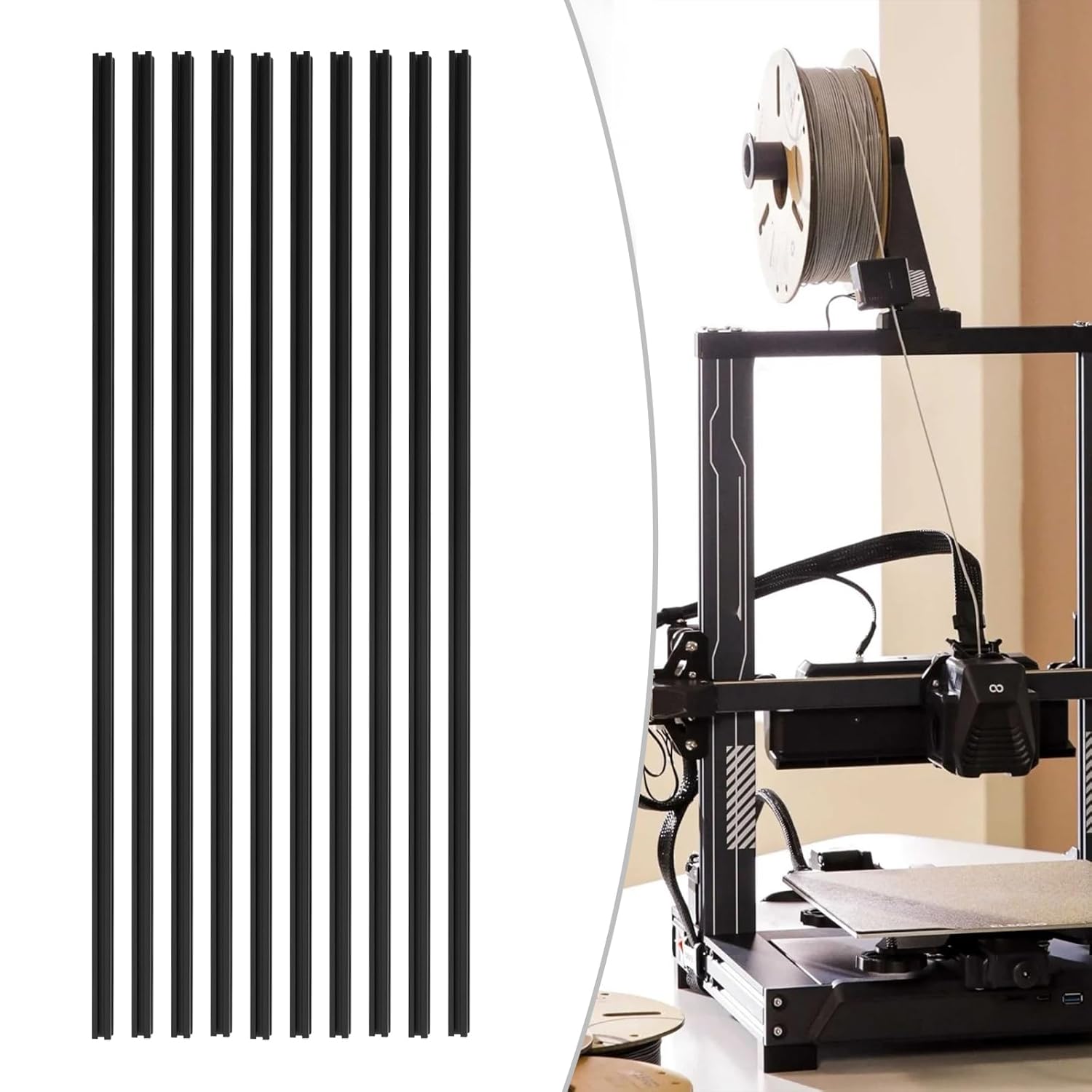 10Pcs 1m Black T Slot Aluminum - 3D Printing Guide ulasan dan harga