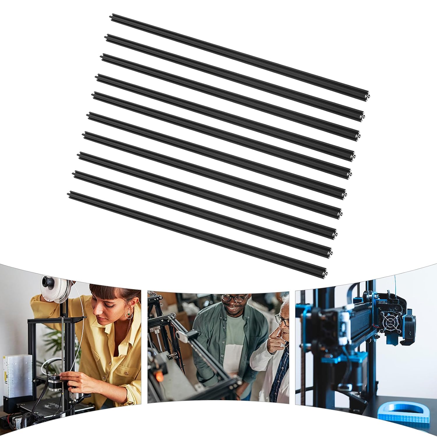 10Pcs 1m Black T Slot Aluminum - 3D Printing Guide ulasan dan harga