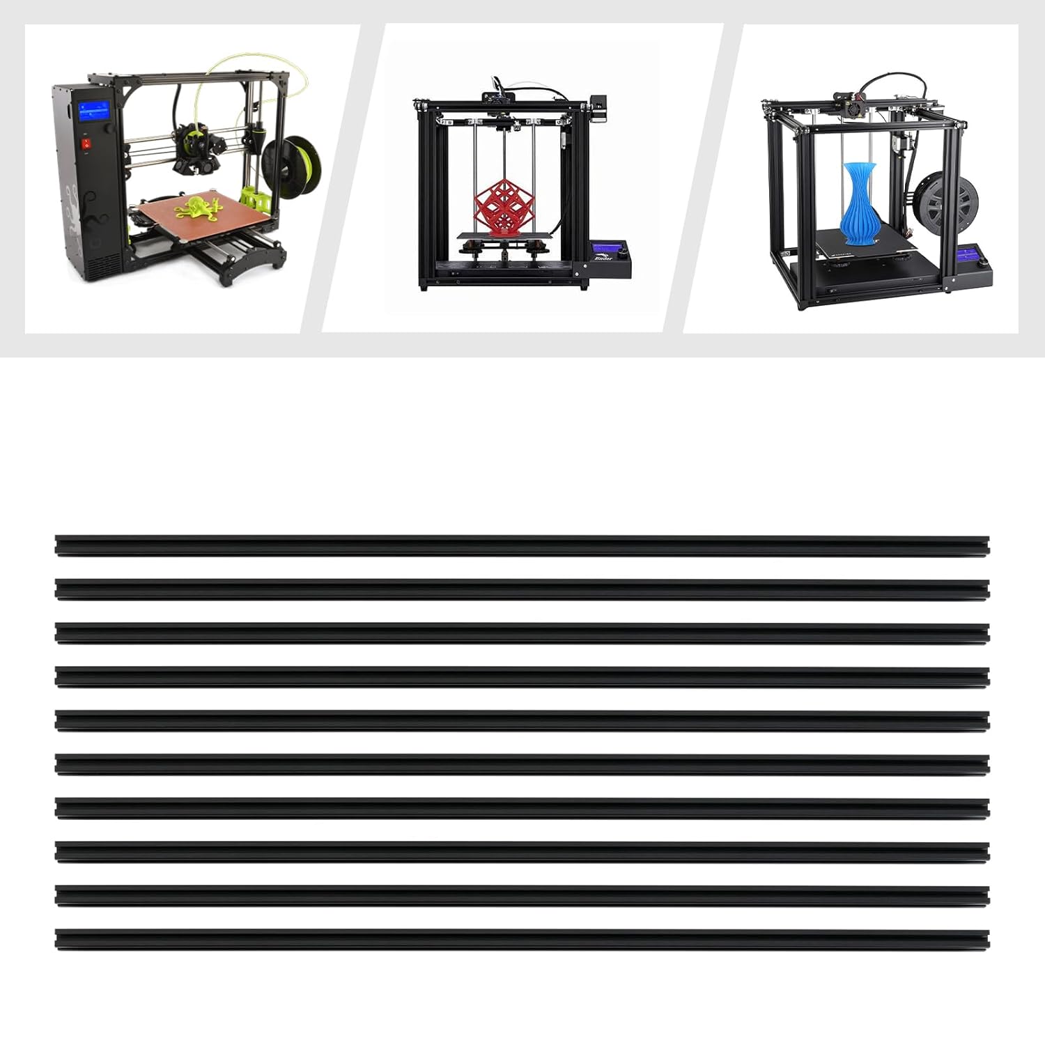 10Pcs 1m Black T Slot Aluminum - 3D Printing Guide ulasan dan harga
