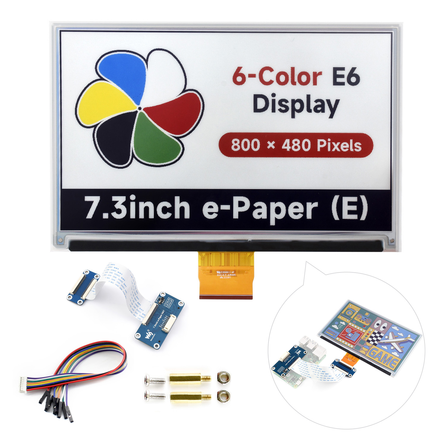 Waveshare 7.3inch 6-Color E-Pa - Raspberry Pi 3D Print ulasan dan harga